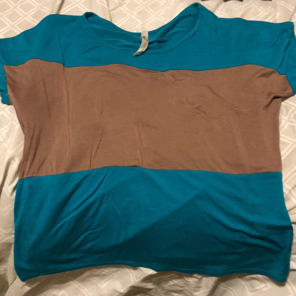 Teal and brown shirt